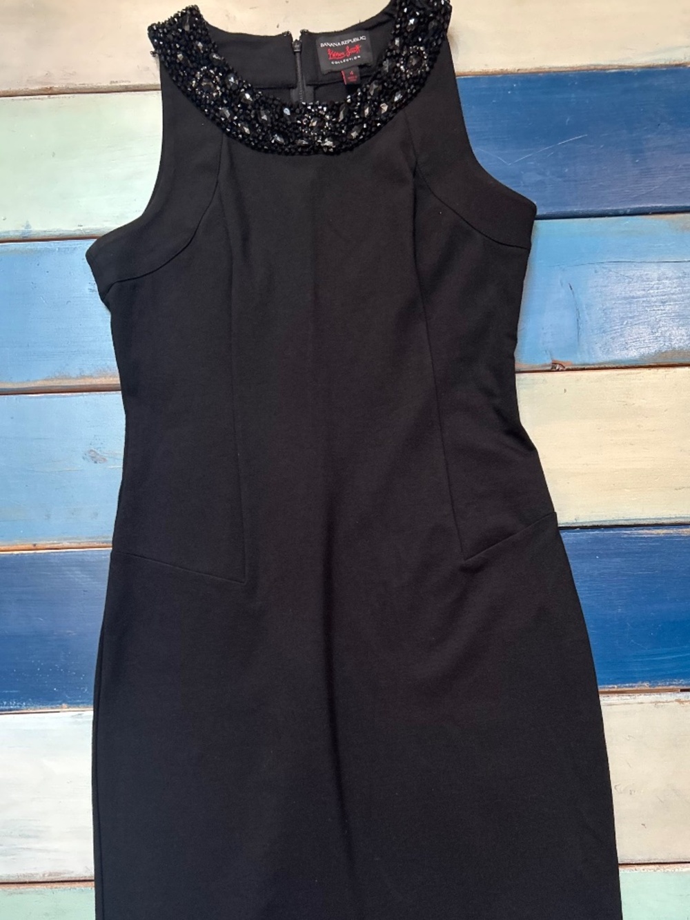 Banana Republic L'Wren Scott Collection Beaded Neck Black Dress Size 4